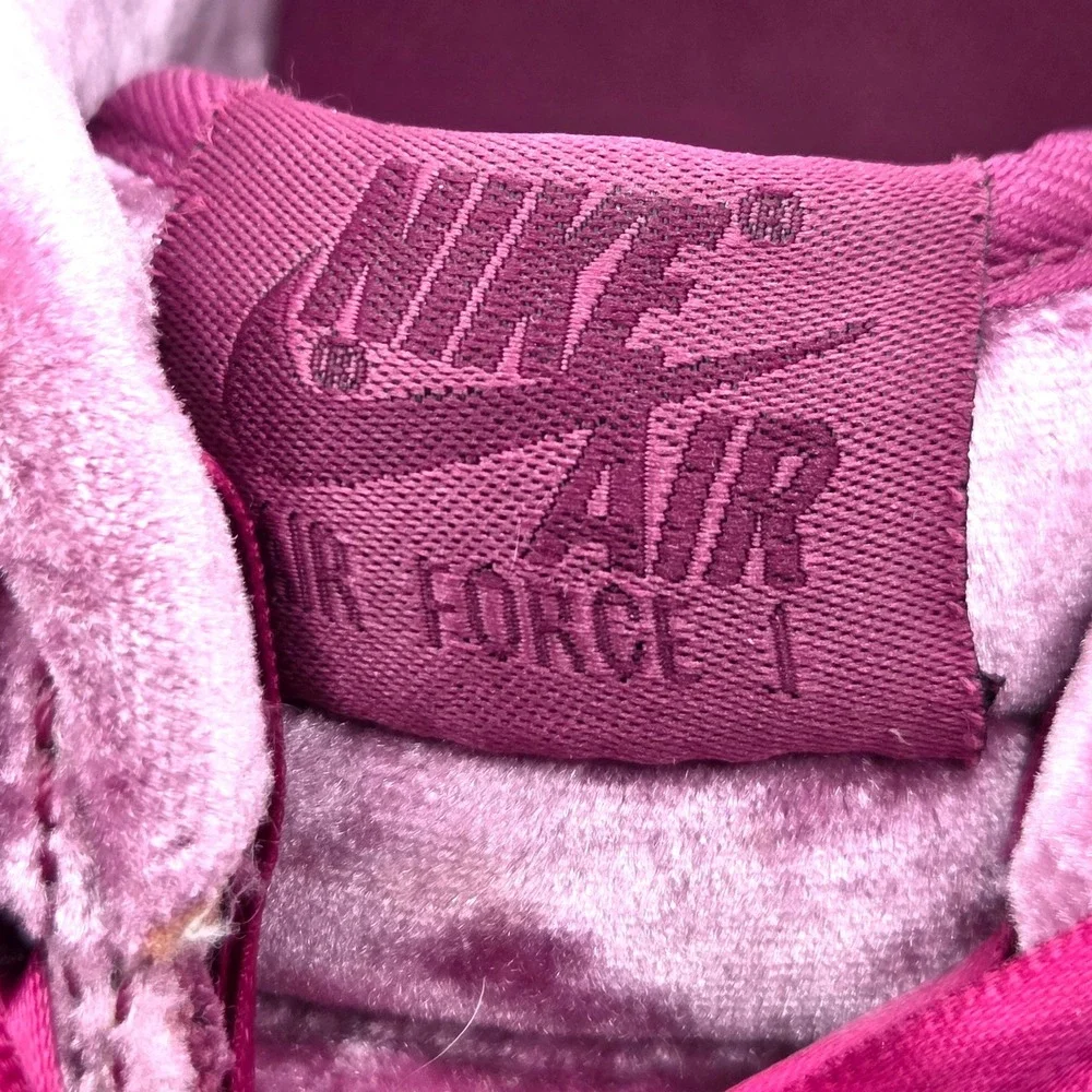 Nike Air Force 1 LV8 Tea Berry Velvet Bordeaux Velour‎ 849345-601 Size 7Y